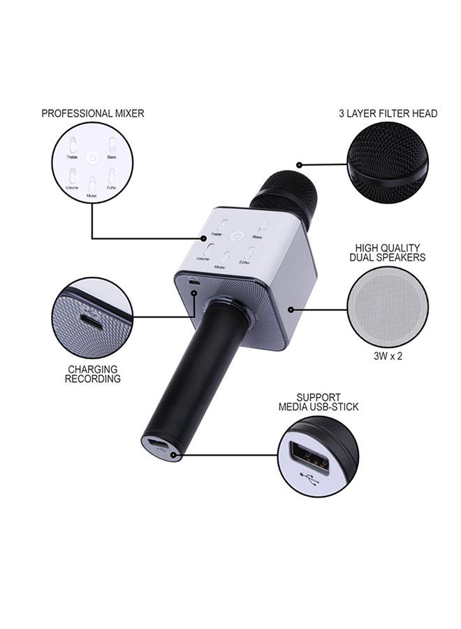 Q7 Bluetooth Karaoke Microphone With Speaker wireless-microphone-black Black/White - Image 4