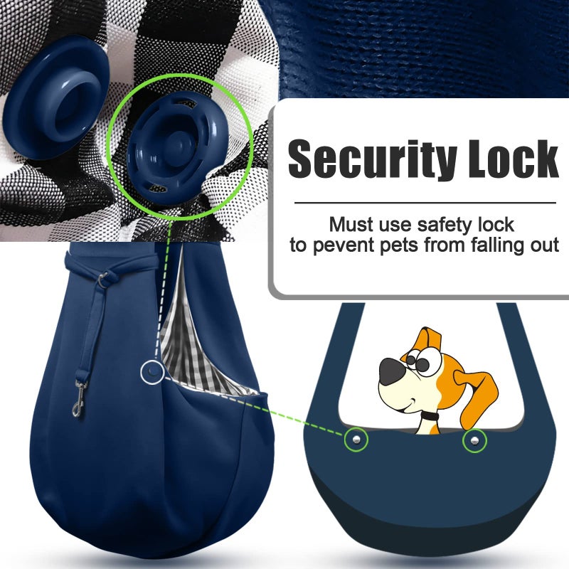 Tomkas Small Dog Sling Carrier - Zipper pocket & Adjustable strap - for 3 - 10 lbs pets(Dark Blue) - Image 4