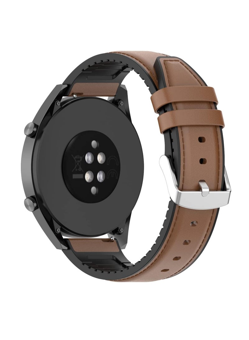 20mm Leather Strap for Samsung Gear Sport/Watch 4/5/5 Pro/S2 Classic/Active 2 40mm/44mm/Amazfit GTS 3/4/4 Mini/Bip 3/Pro/G Mini/G2e/Bip U/U Pro Brown - Image 2