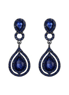 Wedding Bridal Dangle Earrings For Women Crystal Teardrop Infinity Chandelier Earrings Navy Blue Sapphire Color Black-Silver-Tone - pzsku/Z6E875B68F066B3E2492DZ/45/_/1735214537/2c1368dc-1280-402a-9aff-5e863d83491b