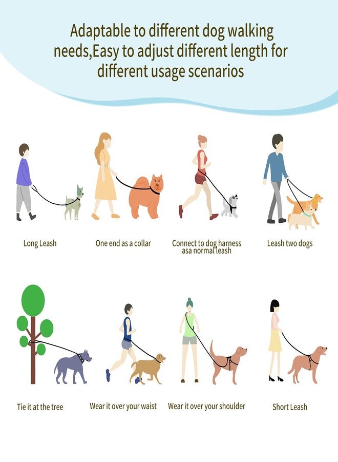 طوق كلاب AIRUIDOG بدون استخدام اليدين، من 4.25 قدم إلى 9 أقدام، طوق متعدد الوظائف يُربط حول الخصر للكلاب، طوق عاكس للضوء للكلاب المتوسطة والكبيرة الحجم للمشي والركض والتدريب (أزرق) - Image 3
