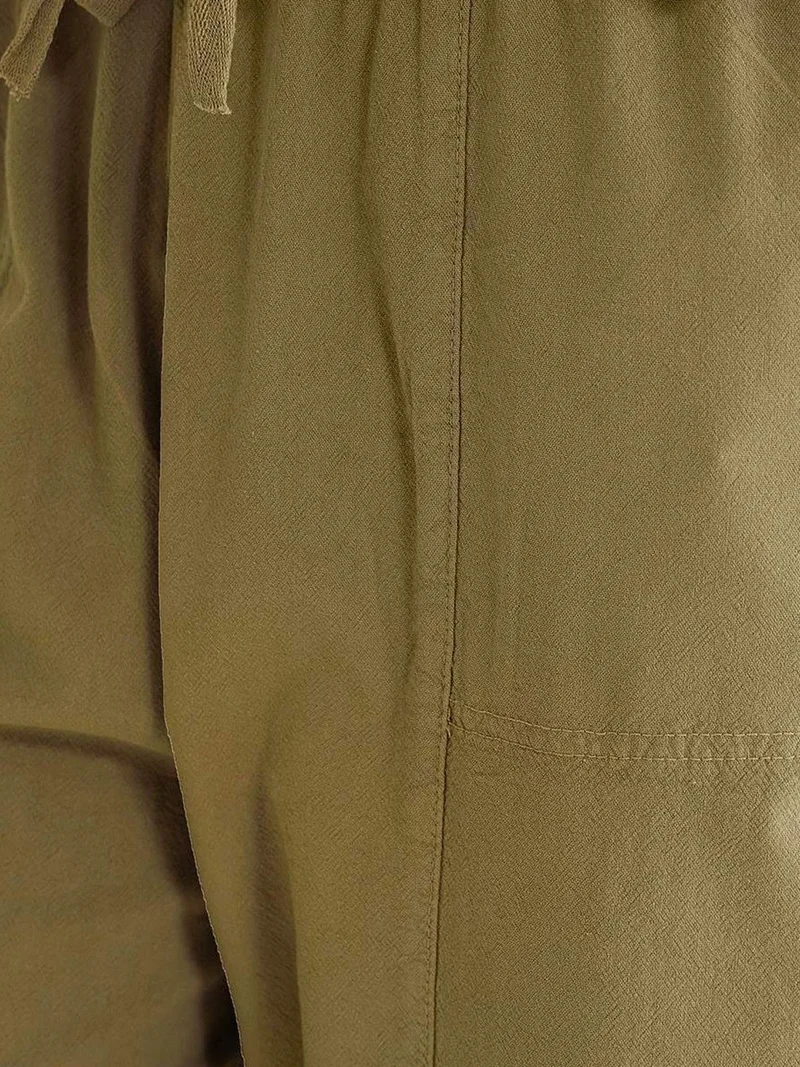 MixRay Pine Green Mixray Cotton Jogger Pants with Drawstring Waist for Women | Best Price UAE
