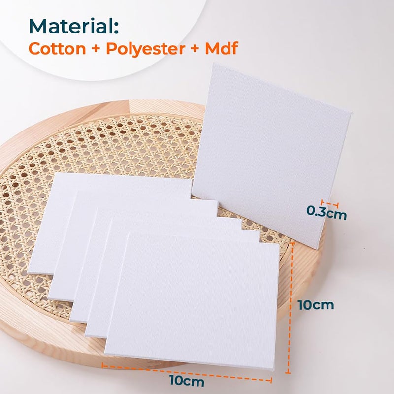 Kuber Industries Kuber Industries Blank Cotton Canvas Boards for Painting 10x10 CM Pack of 6 (White) - Image 3