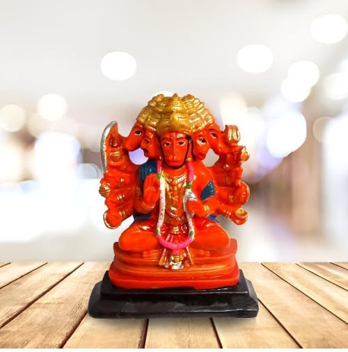 HC VILLA Hanuman Ji Murti | Bajrangbali Sankat Mochan Balaji Idol for Car Dashboard, Temple Pooja, Home & Office Decor | Spiritual Statue Showpiece Gift for Positive Energy, Good Luck & Success - Image 3