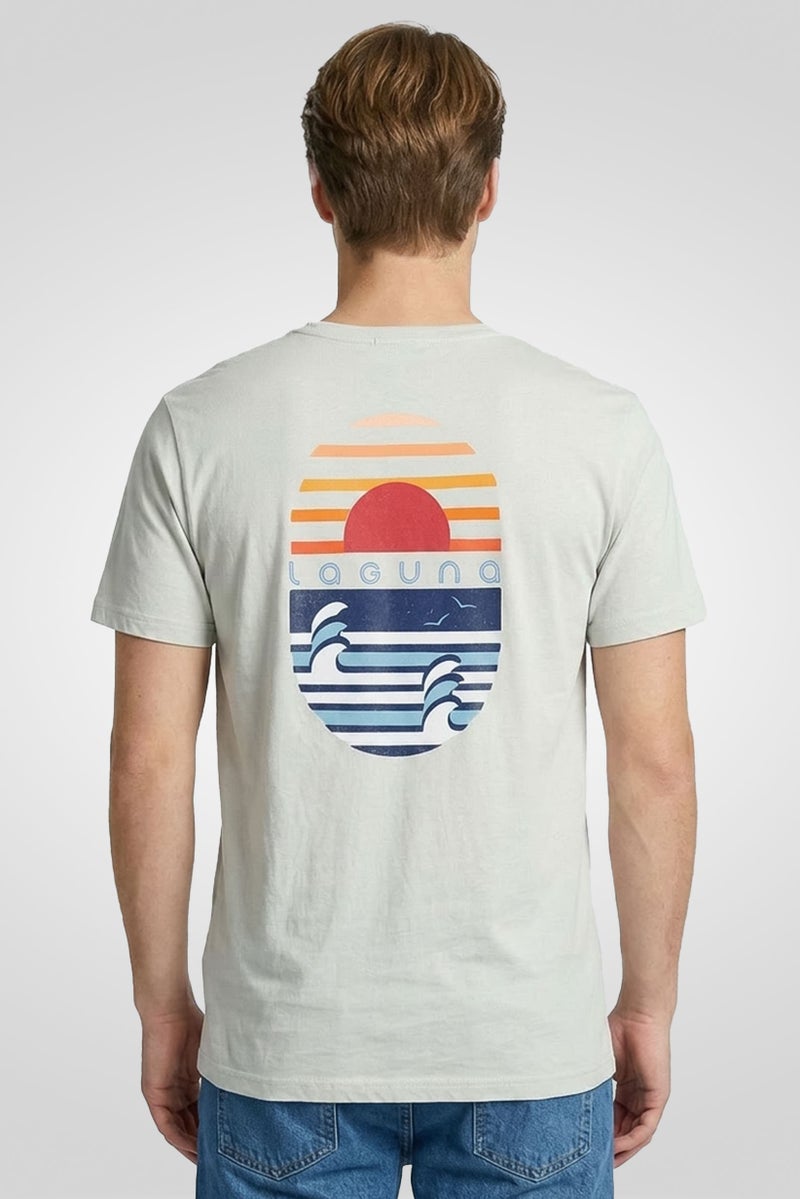 Laguna Men Crew Neck Short Sleeve Graphic Print T-Shirt, Ice Blue - Image 4