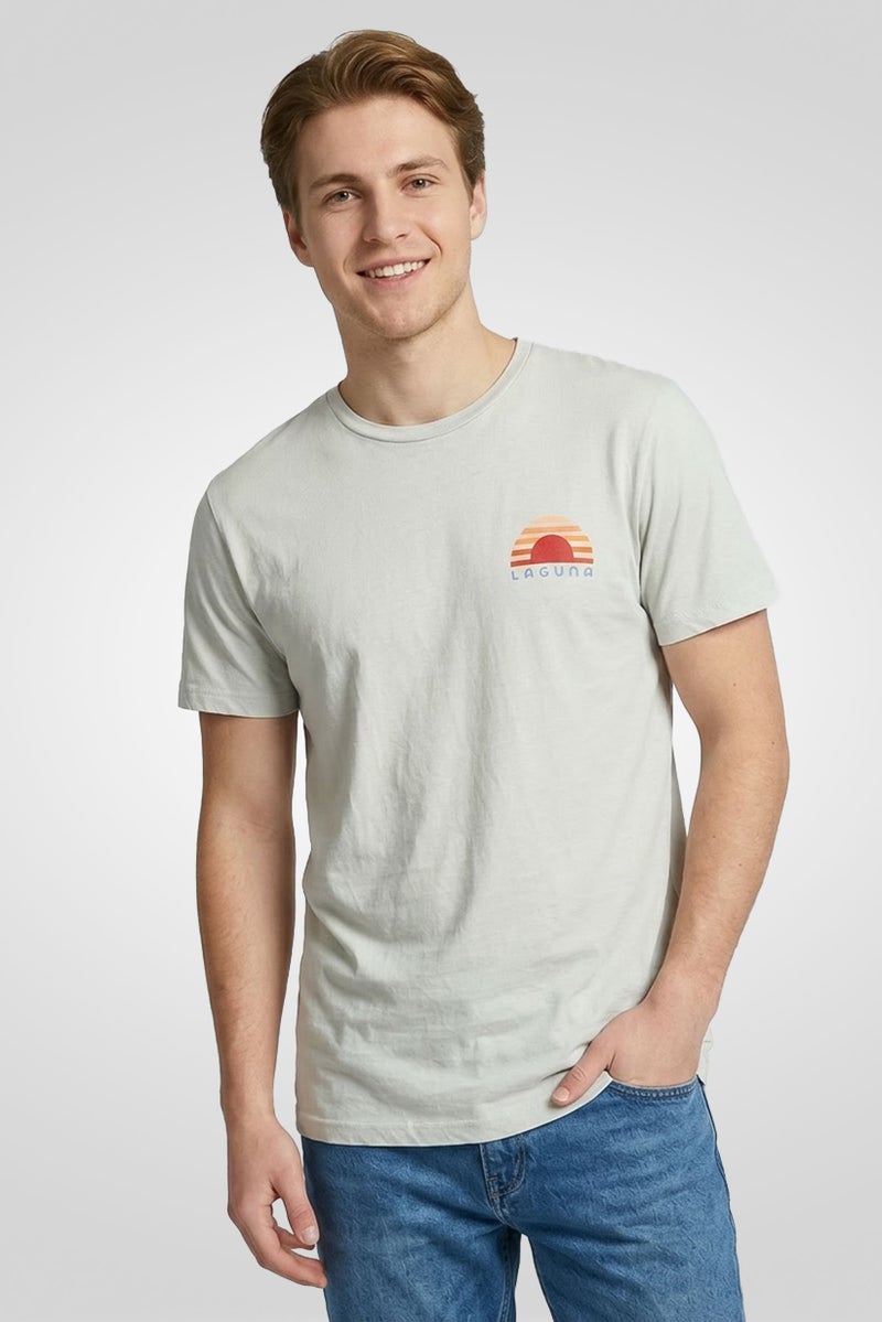 Laguna Men Crew Neck Short Sleeve Graphic Print T-Shirt, Ice Blue - Image 1