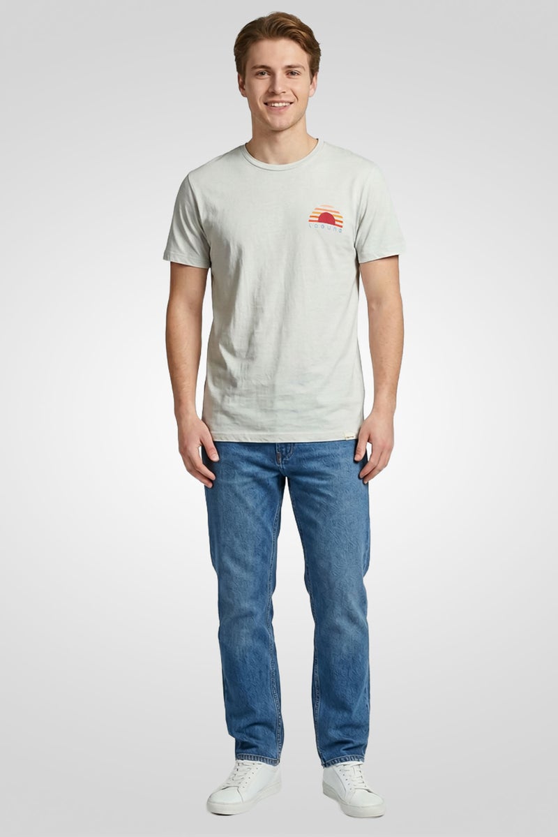 Laguna Men Crew Neck Short Sleeve Graphic Print T-Shirt, Ice Blue - Image 2