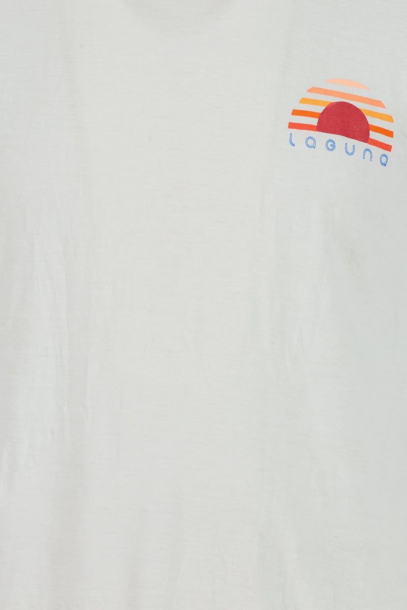 Laguna Men Crew Neck Short Sleeve Graphic Print T-Shirt, Ice Blue - Image 5