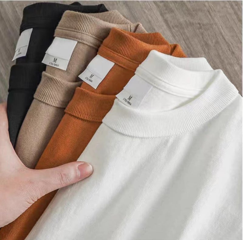 Factory Pure Cotton Round Neck Solid Color Short-Sleeved T-Shirt Men'S Summer Heavy Loose Casual Shoulder Drop Shoulder Fashion Brand - Image 3