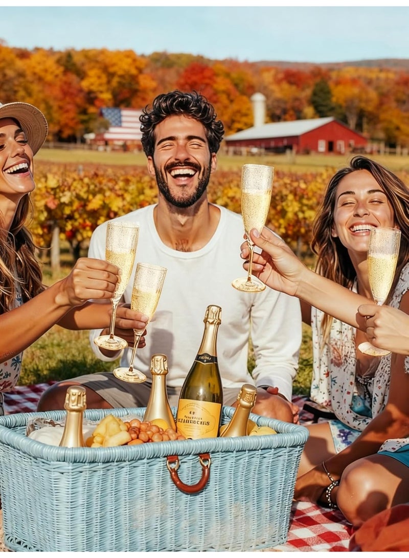 12 حزمة البلاستيك الشمبانيا فلوتس - الذهب براقة الشمبانيا نظارات يمكن التخلص منها لحفلة الزفاف، ، دش العروس، عيد الشكر والحفلة ديكور - Image 3