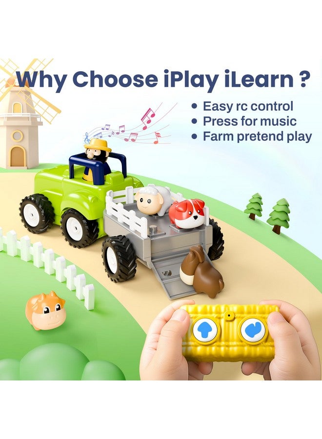 iPlay, iLearn Baby Farm Tractor Toy, Cool Remote Control Truck Toy for Toddler 2-3, Infant Music RC Animal Trailer W/Sound, Easter Birthday Gift for 18 24 Month 2 3 4 Year Old Boy Girl Kid Children - Image 3