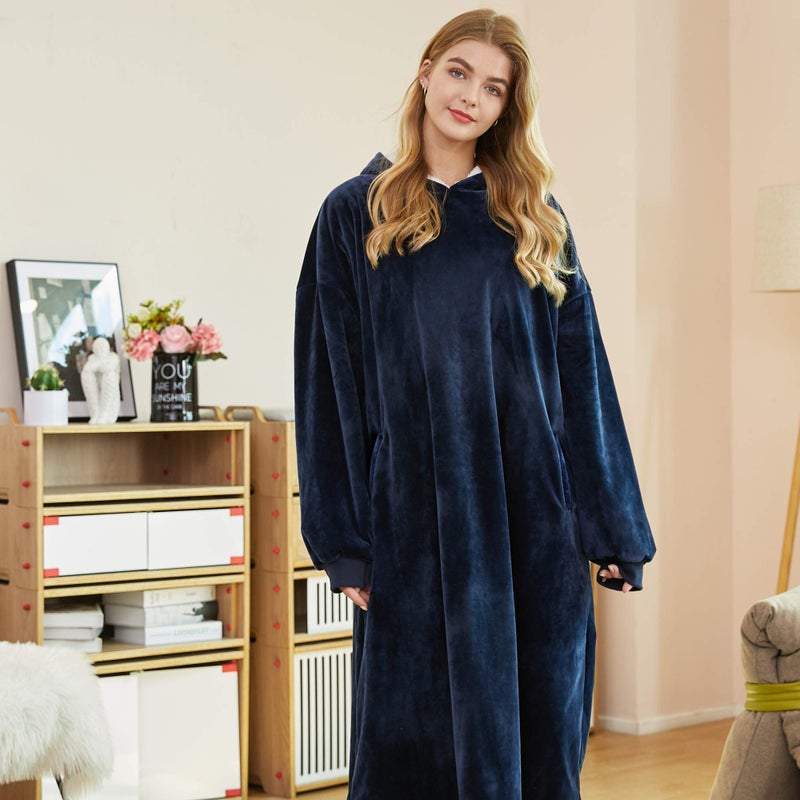 Felicigeely Hoodie Blanket  Long Wearable Blanket Sweatshirt for Adults Women Men Warm Cozy Thick Oversized Blanket Hoodie with Pocket and Sleeves Gift for Her Mom Girls - Image 2