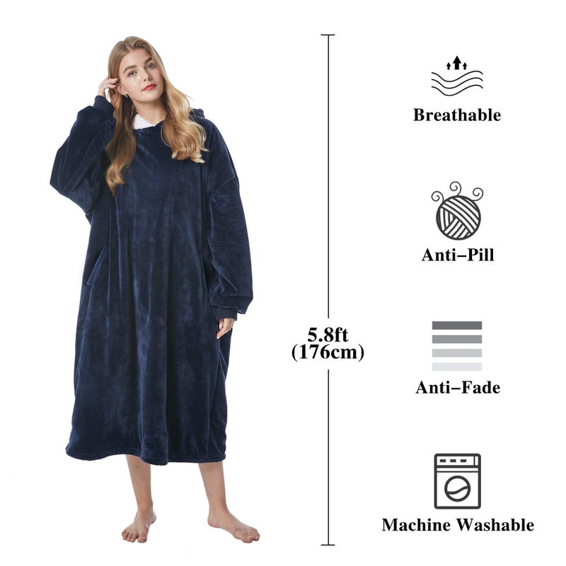 Felicigeely Hoodie Blanket  Long Wearable Blanket Sweatshirt for Adults Women Men Warm Cozy Thick Oversized Blanket Hoodie with Pocket and Sleeves Gift for Her Mom Girls - Image 5