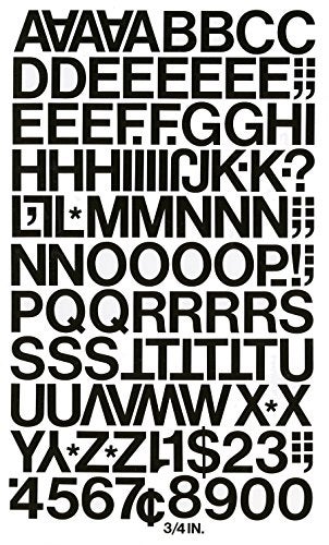 Chartpak Self-Adhesive Vinyl Capital Letters and Numbers, 3/4 Inches High, Black, 94 per Pack (01020) - Image 2