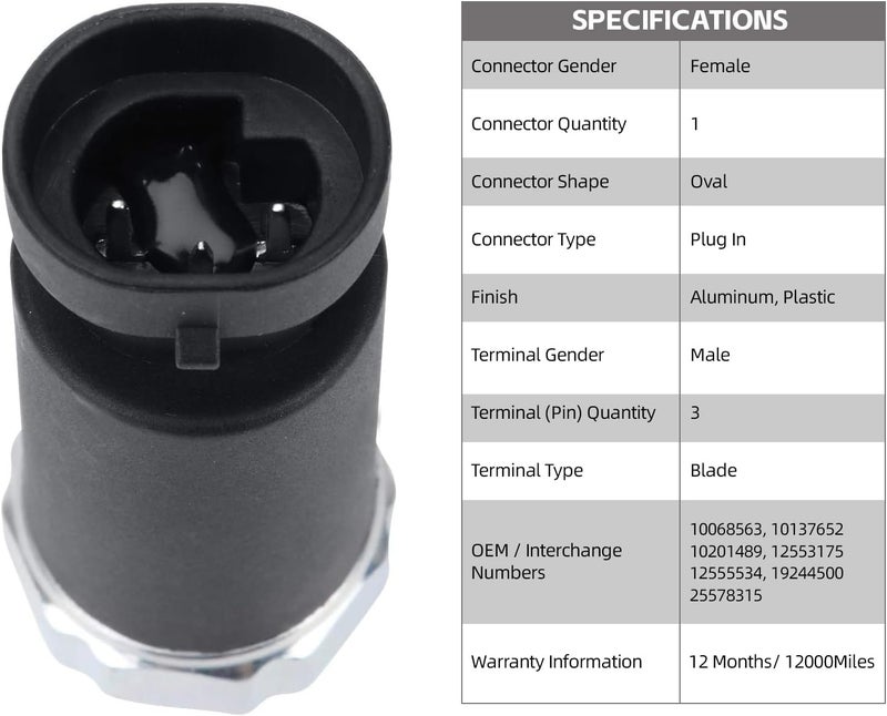 SEINECA 19244500 Engine Oil Pressure Switch & Sender Unit Compatible with GMC Chevy Buick Cadillac Isuzu Oldsmobile Pontiac 1S6635 PS262 PS220 - Image 4