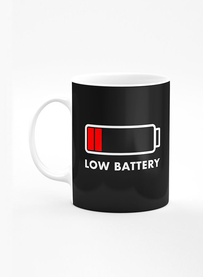 Stylizedd Designer Printed Coffee Mug with Heavy Duty Handle 11oz Ceramic Personalised Gift Mugs Cup [Microwave Safe & Dishwasher Proof] - Low Battery - Image 1