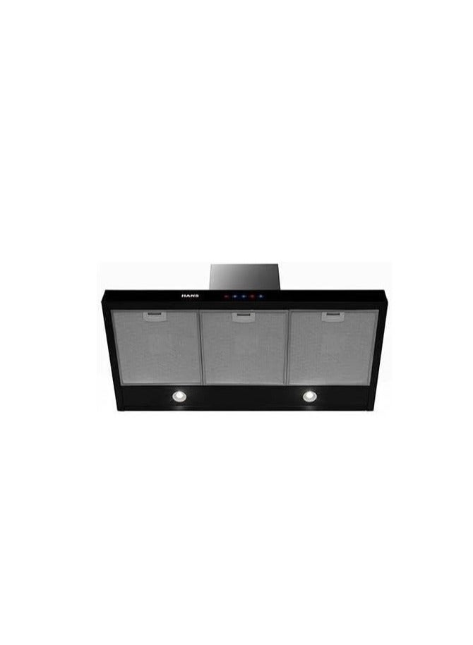 Hans T-shaped Wall Mount Cooker Hood 90 Cm 1000 m3/Hr 3 Aluminum Filters 2 Carbon Filters ST 90-1000 Black - Image 2