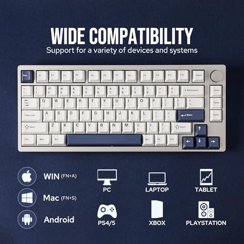 EPOMAKER P75 Wireless Aluminum Mechanical Keyboard, Bluetooth 5.0/2.4GHz/USB-C Hot Swappable Custom Keyboard, Gasket Structure, RGB Backlit, for PC/Tablet/PS/Xbox (Silver, Zebra Switch) - Image 3
