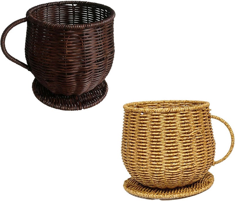 Modern Coffee Storage Box with Woven Aesthetic Finish Imitation Rattan Basket for Home Use Coffee - Image 3