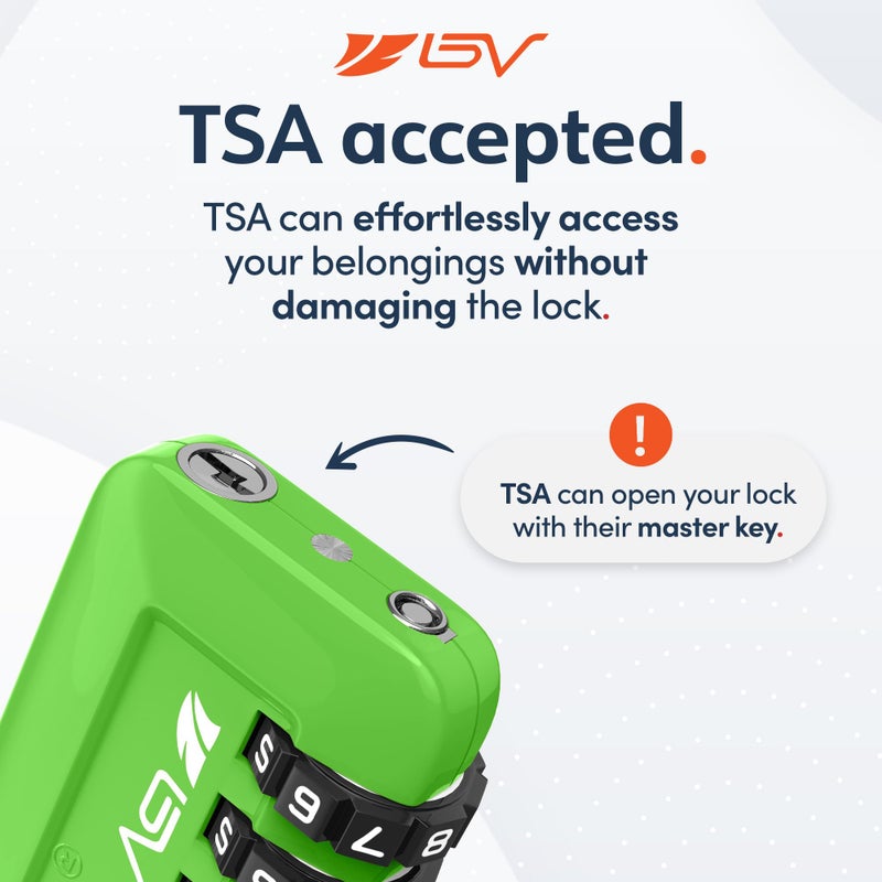 BV TSA Accpeted Luggage Travel Lock, Set-Your-Own Combination Lock for School Gym, Golf Bag, Locker, Luggage Suitcase Baggage Locks, Filing Cabinets, Toolbox, Case (Green, 2 Pack) - Image 2