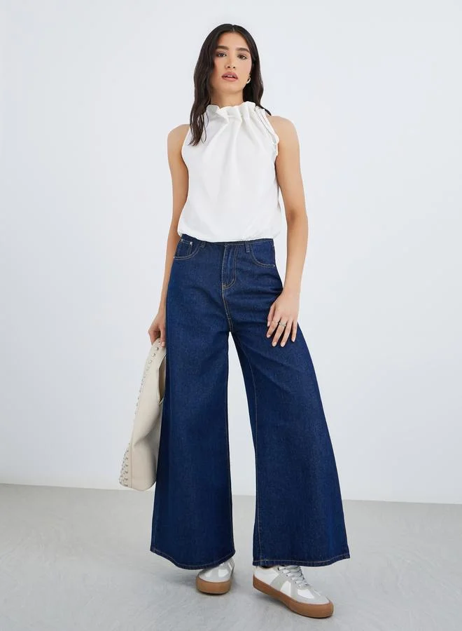 Take Two Drawstring Gathered Detail Sleeveless Blouse