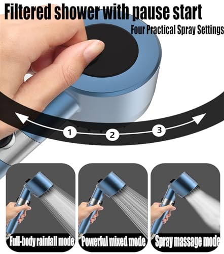 xianshengle Shower Head with HandheldFiltered Shower Heads High Pressure High Flow Even with Low Water PressureHand Held Showerhead Set Filtered Showerhead with 59Replacement HoseBracketCotton Filters - Image 3