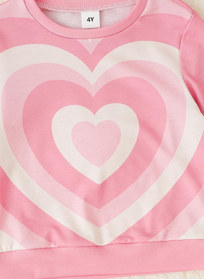 Take Two Girl'S Graphic Print Long Sleeve T-Shirt With Flare Pants Set - Image 4
