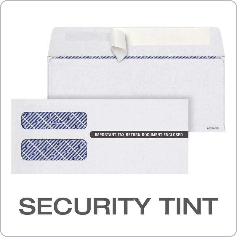 Adams 3 Up 1099 Envelopes, For 1099 NEC, Self Seal Double Window Security Envelopes, 3-3/4" x 8-3/4", 24 per Pack (TXA2222PS-3), White - Image 4