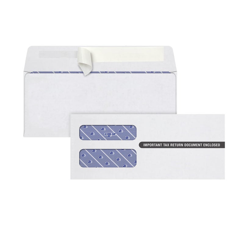 Adams 3 Up 1099 Envelopes, For 1099 NEC, Self Seal Double Window Security Envelopes, 3-3/4" x 8-3/4", 24 per Pack (TXA2222PS-3), White - Image 1