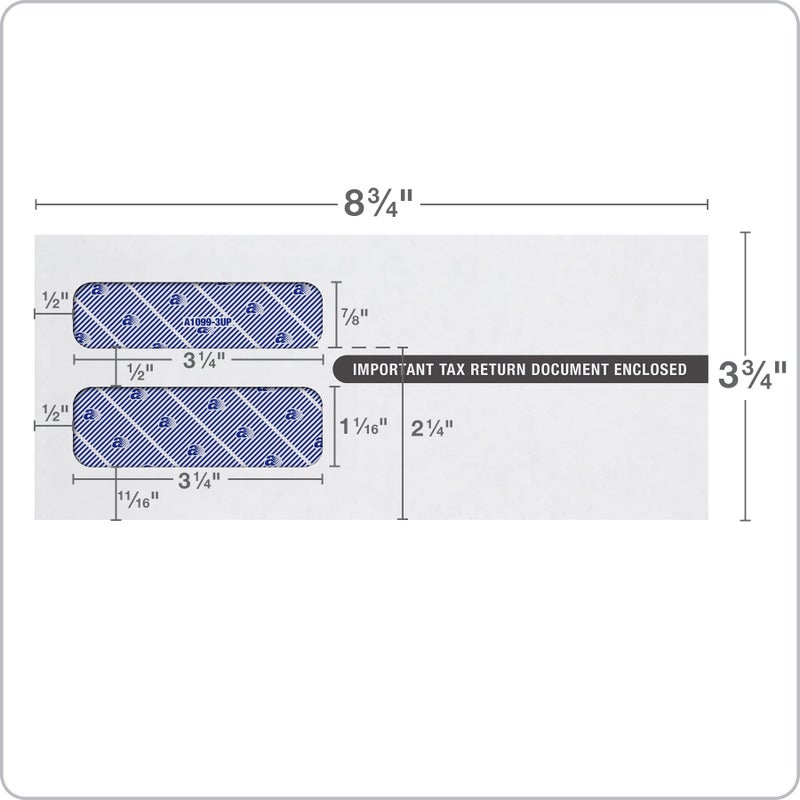 Adams 3 Up 1099 Envelopes, For 1099 NEC, Self Seal Double Window Security Envelopes, 3-3/4" x 8-3/4", 24 per Pack (TXA2222PS-3), White - Image 2