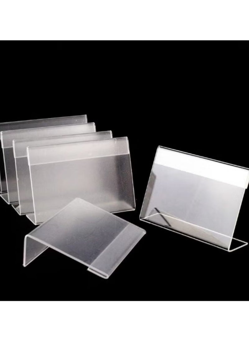SYOSI Clear Acrylic Tabletop Sign Holder (2.4-3.5 Inches) - 5-Pack Horizontal Plastic Menu/Price Display Stand for Restaurants, Stores, Offices - Durable Reusable Desktop Organizer  - Image 1