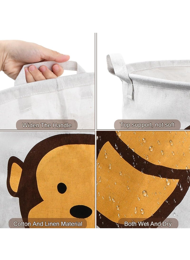 Raxoom cute monkey baby laundry basket, round laundry basket for children, canvas fabric, foldable clothing storage basket, laundry basket for baby toys storage basket for children, 40 x 50 cm - Image 4