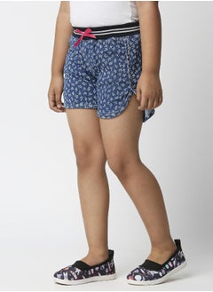 HIGH STAR Girls Blue Printed Slim Fit Regular Shorts  - Image 3