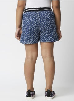 HIGH STAR Girls Blue Printed Slim Fit Regular Shorts  - Image 4