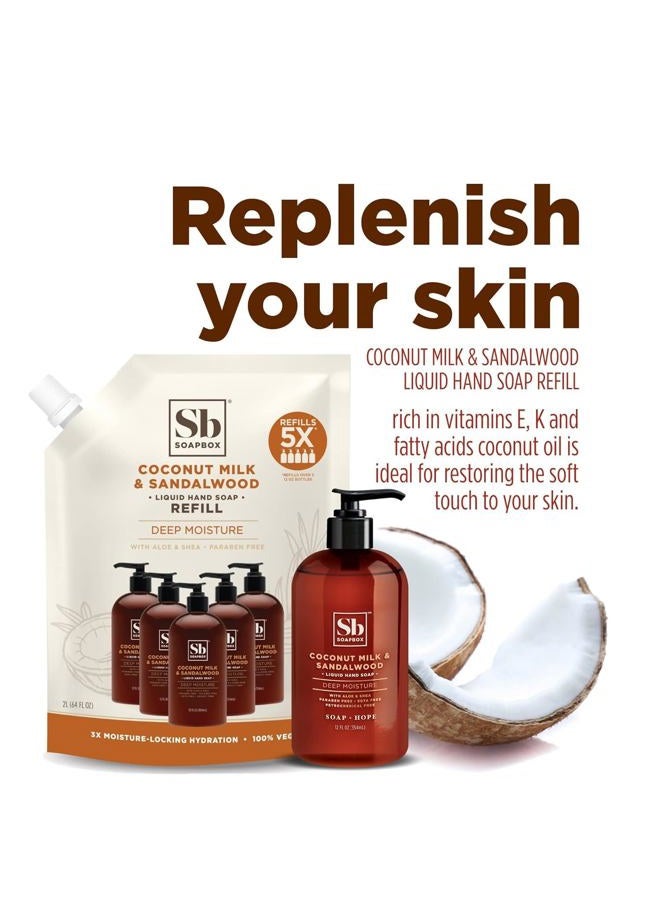 Soapbox Liquid Hand Soap, Coconut Milk & Sandalwood, Gentle & Moisturizing Hand Wash for Kitchen and Bathroom, Vegan & Cruelty Free Scented Hand Soap 12 Ounce Pump Bottles (Pack of 3) - Image 5