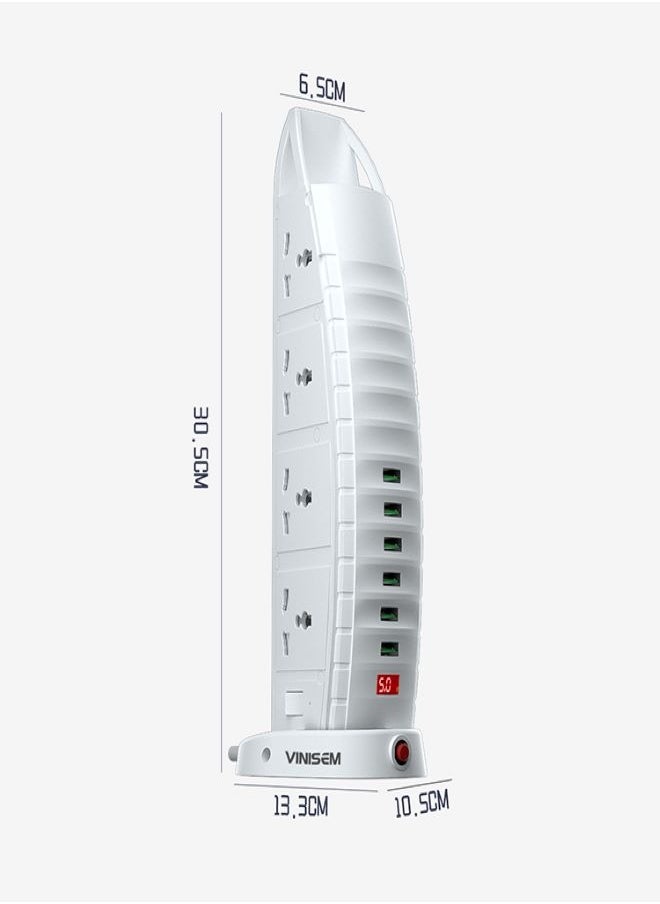 Generic Burj Al Arab Sailboat Shape Tower Extension Lead with 8 Ways AC Universal Outlets 2 Type C Fast Charging Ports And 4 USB Multi Plug Socket Power Strip  - Image 2