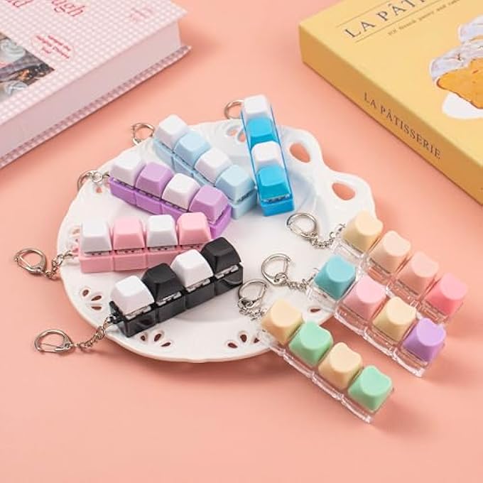 Sumgsn 2 Pcs White Purple Keyboard Clicker Fidget Toy, Loud Keyboard Fidget Toy for Adult, 4 Keys Anxiety Toy Keyboard Keychain for Stress Relief Pass Time - Image 3