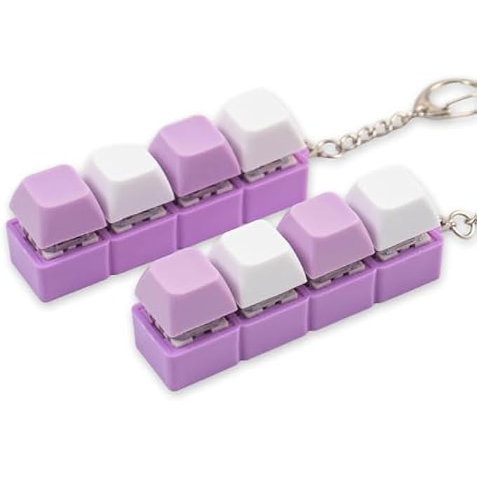 Sumgsn 2 Pcs White Purple Keyboard Clicker Fidget Toy, Loud Keyboard Fidget Toy for Adult, 4 Keys Anxiety Toy Keyboard Keychain for Stress Relief Pass Time - Image 1