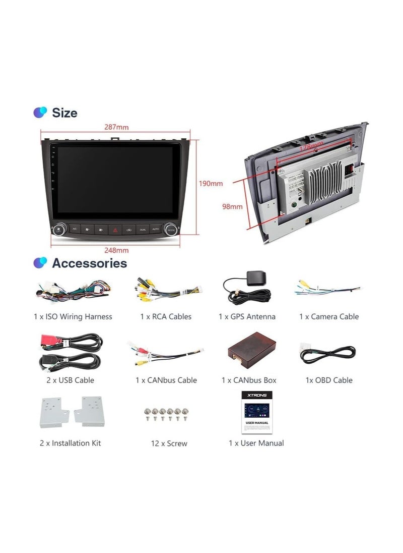 SHEZA STAR - Android Car Stereo for Lexus IS250 IS300 IS200 IS220 IS350 2005 2006 2007 2008 2009 1GB RAM 32GB ROM 10 Inch MirrorLink WiFi BT, IPS Touch Screen with Backup Camera Included - Image 1
