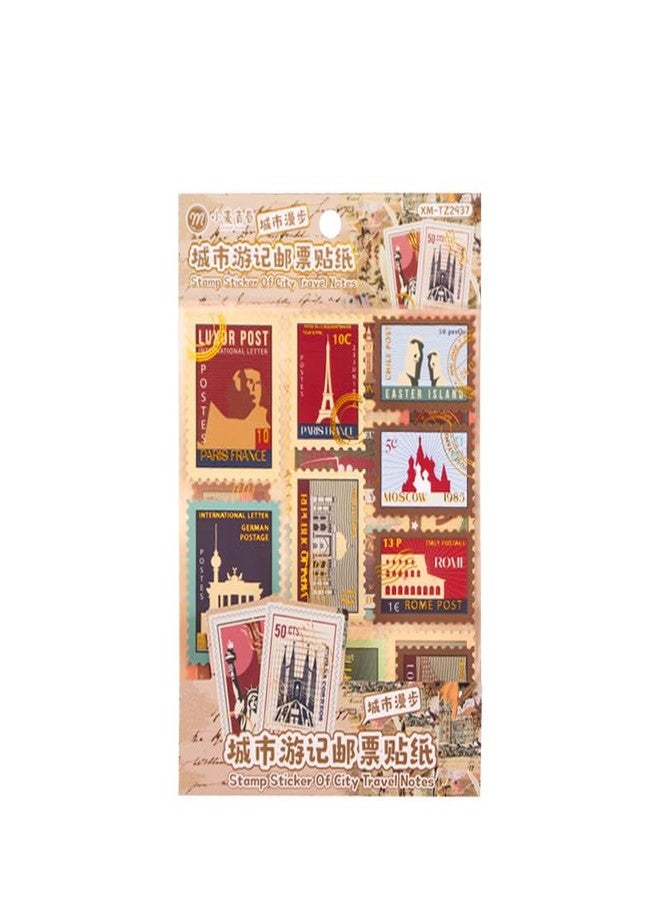 SAMVARDHAN Vintage Travel Stamp Sticker Pack –80 Pcs City Landmark & Postage Stamp Stickers for Journaling, Scrapbooking, Planner Decoration & DIY Crafts, Pack of 4 - Image 2