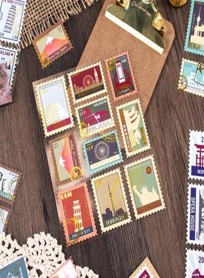 SAMVARDHAN Vintage Travel Stamp Sticker Pack –80 Pcs City Landmark & Postage Stamp Stickers for Journaling, Scrapbooking, Planner Decoration & DIY Crafts, Pack of 4 - Image 4