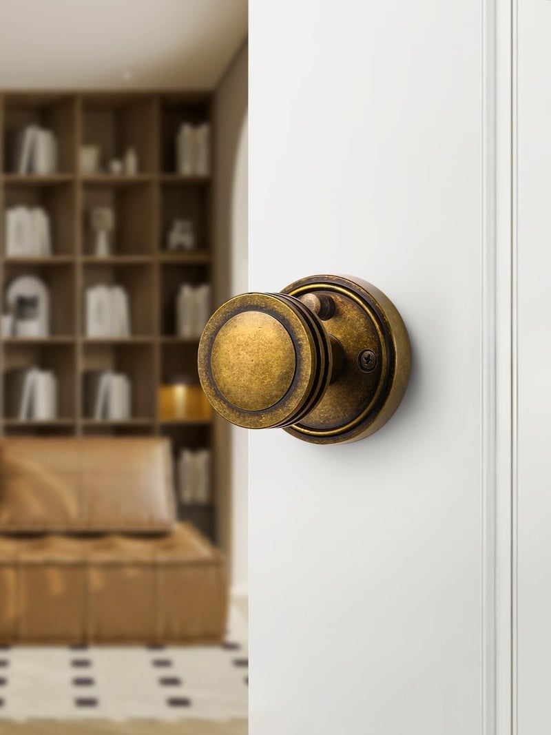 SORWDUERM 1 Pack Antique Brass Bronze Door Knob Interior Privacy Door Knobs with Lock Door Handle Bedroom and Bathroom Zinc Alloy - Image 4