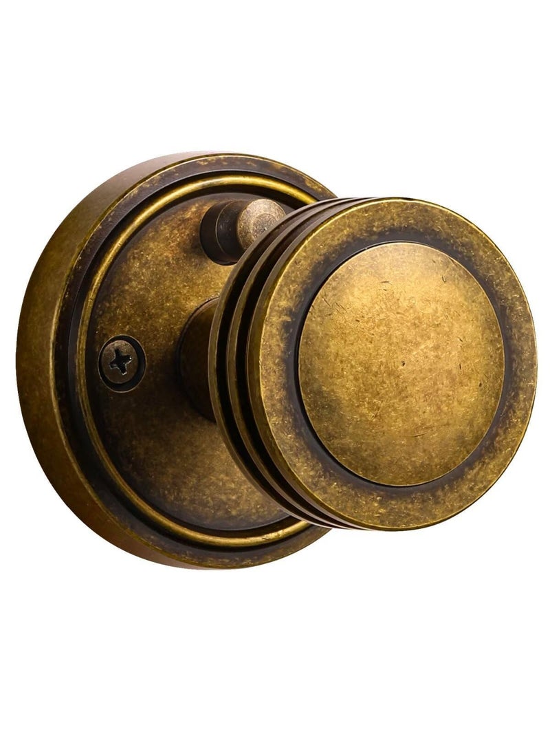 SORWDUERM 1 Pack Antique Brass Bronze Door Knob Interior Privacy Door Knobs with Lock Door Handle Bedroom and Bathroom Zinc Alloy - Image 1