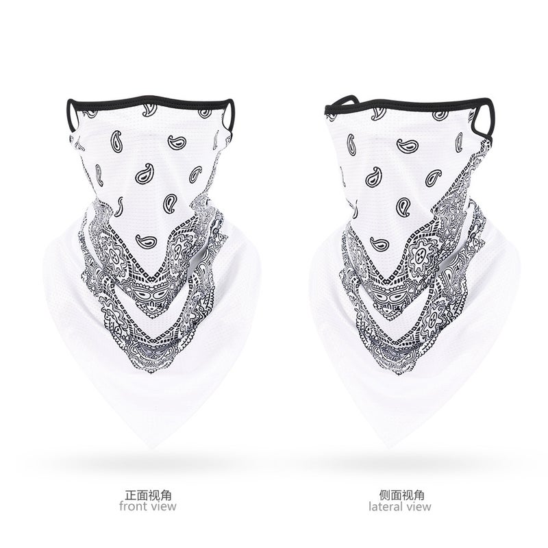 Generic Ice Silk Mesh Triangle Bandana Breathable Cycling UV Protection Unisex Outdoor Neck Gaiter New White Cashew Flower