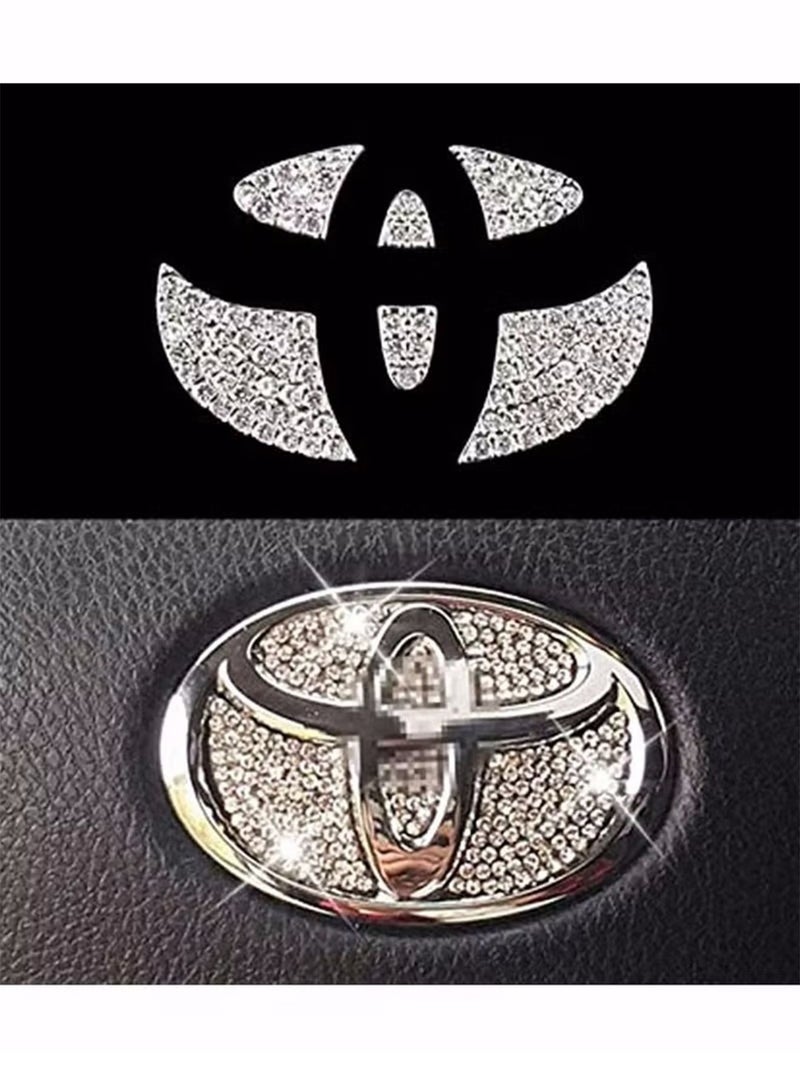 Generic Bling Steering Wheel Logo Caps for Toyota DIY Diamond Crystal Sparkly Steering Wheel Emblem Accessories Badge Interior Decorations Compatible for All Toyota SignType - Image 1