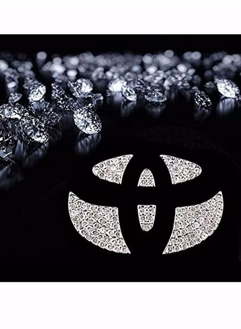 Generic Bling Steering Wheel Logo Caps for Toyota DIY Diamond Crystal Sparkly Steering Wheel Emblem Accessories Badge Interior Decorations Compatible for All Toyota SignType - Image 2
