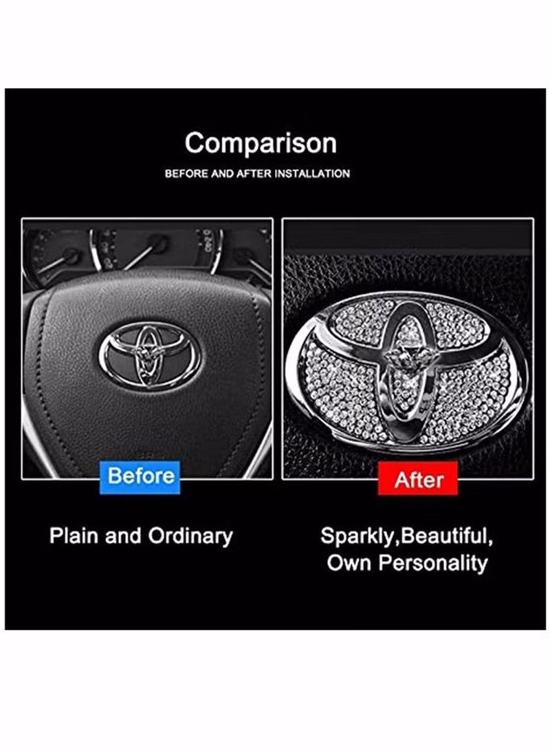 Generic Bling Steering Wheel Logo Caps for Toyota DIY Diamond Crystal Sparkly Steering Wheel Emblem Accessories Badge Interior Decorations Compatible for All Toyota SignType - Image 5