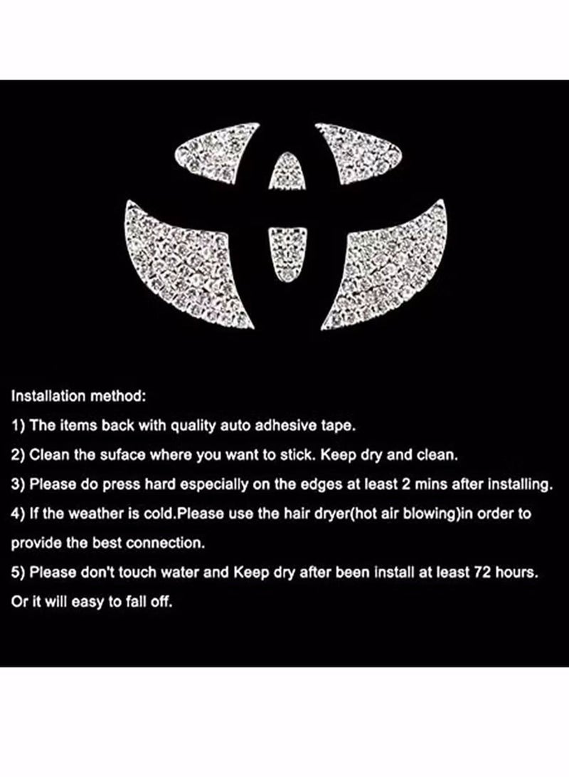 Generic Bling Steering Wheel Logo Caps for Toyota DIY Diamond Crystal Sparkly Steering Wheel Emblem Accessories Badge Interior Decorations Compatible for All Toyota SignType - Image 3