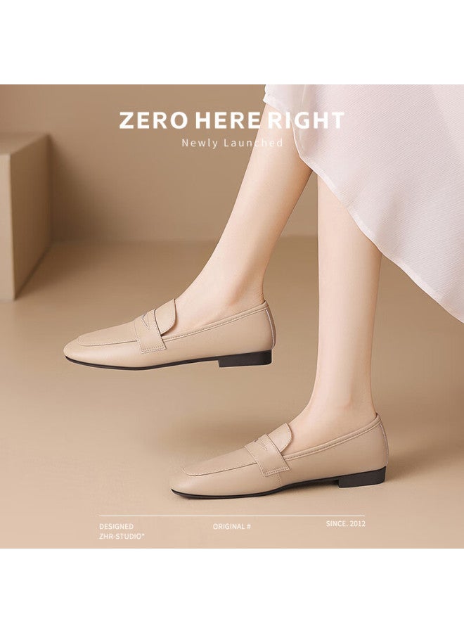 Zhr Le Fu Women's Commuter Style Comfortable Flat Shoes Women's Fashion Leather Shoes Women's Two-way Women's Shoes Ah557 Apricot 39 - Image 2