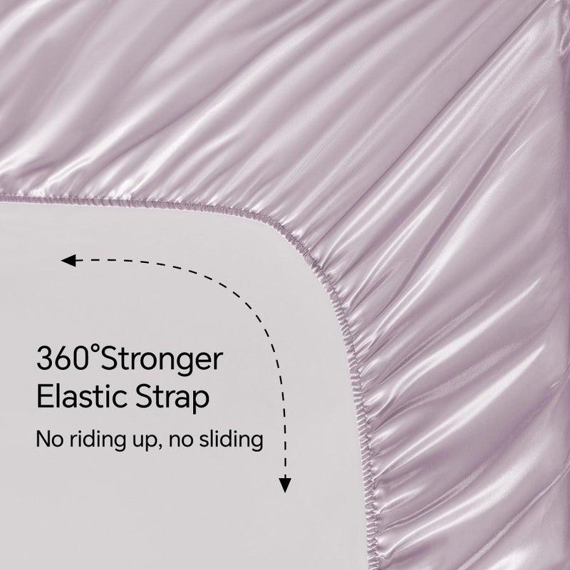 BEDELITE Satin Sheets Queen Size Bed Set, Luxury Soft Lavender Silky Sheets for Hair and Skin, Similar to Silk Bed Sheets Set 4 Pieces with 1 Deep Pocket Fitted Sheet, 1 Flat Sheet, and 2 Pillowcases - Image 5